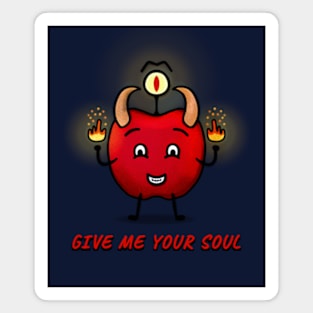 Cartoon Funny Evil Apple want your soul Magnet